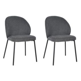 Lot de 2 chaises tissu gris anthracite pieds fins métal noir - BLAIR