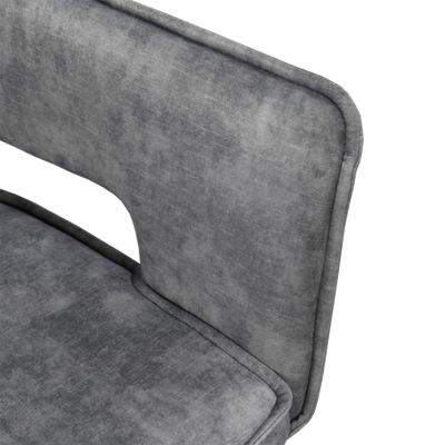 Lot de 2 chaises tissu gris clair et piétement en métal noir - RIO