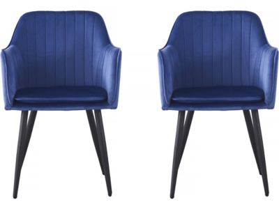 Lot de 2 chaises "Velma" en velours avec accoudoirs  Bleu