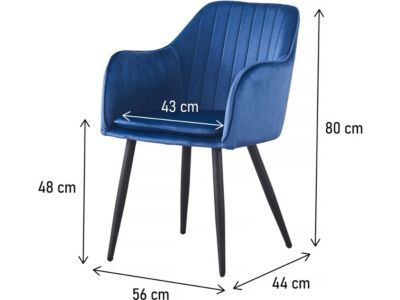 Lot de 2 chaises "Velma" en velours avec accoudoirs  Bleu