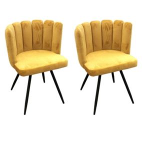 Lot de 2 Chaises Velours "Ariel" 79cm Jaune