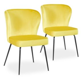 Lot de 2 Chaises Velours Design "Elsa" 79cm Jaune