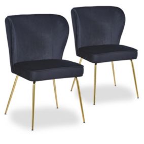 Lot de 2 Chaises Velours Design "Elsa" 79cm Noir