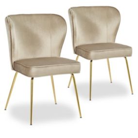 Lot de 2 Chaises Velours Design "Elsa" 79cm Taupe