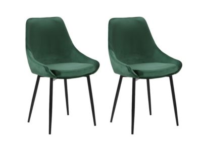 Lot de 2 chaises - Velours et métal noir - Vert - MASURIE