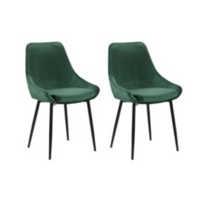 Lot de 2 chaises - Velours et métal noir - Vert - MASURIE