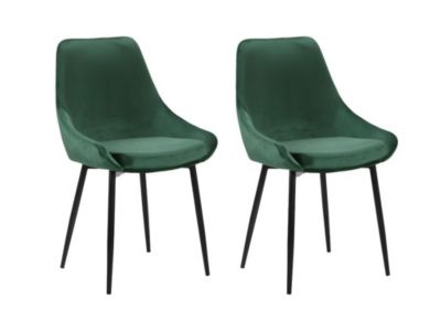 Lot de 2 chaises - Velours et métal noir - Vert - MASURIE