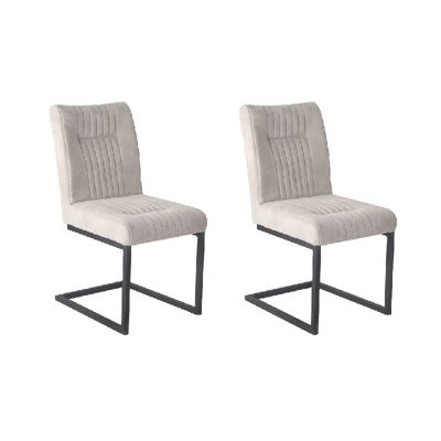 Lot de 2 chaises velours gris clair et pieds design métal noir - VIVI