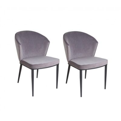 lot de 2 chaises velours gris - Lucy