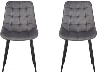 Lot de 2 chaises "Victoria" en velours  Gris