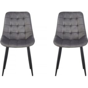 Lot de 2 chaises "Victoria" en velours  Gris