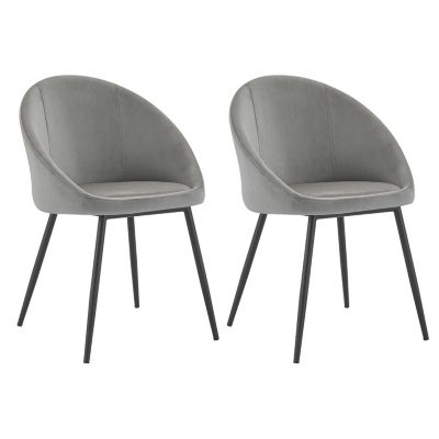 Lot de 2 chaises vintage DIANE velours gris - HAPPY GARDEN