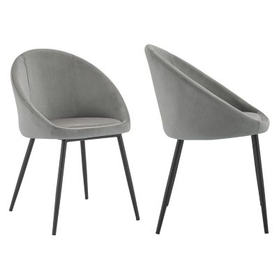 Lot de 2 chaises vintage DIANE velours gris - HAPPY GARDEN