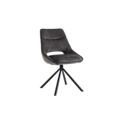 Lot de 2 chaises YUMENA  Tissu gris  Pieds métal  Design compact  Elégance sobre et contemporaine