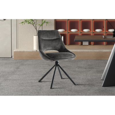 Lot de 2 chaises YUMENA  Tissu gris  Pieds métal  Design compact  Elégance sobre et contemporaine
