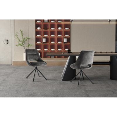 Lot de 2 chaises YUMENA  Tissu gris  Pieds métal  Design compact  Elégance sobre et contemporaine