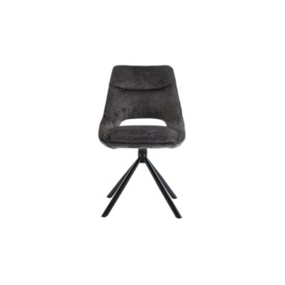 Lot de 2 chaises YUMENA  Tissu gris  Pieds métal  Design compact  Elégance sobre et contemporaine