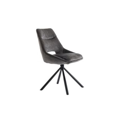 Lot de 2 chaises YUMENA  Tissu gris  Pieds métal  Design compact  Elégance sobre et contemporaine