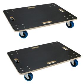 Lot de 2 chariots de transport ECD Germany à roulettes 60x80 cm roues en caoutchouc pivotantes