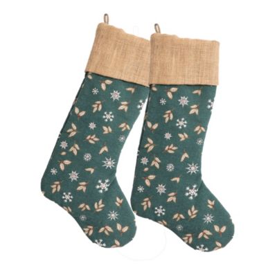 Lot de 2 Chaussette de noël en coton recyclé et jute 'Deko&co'