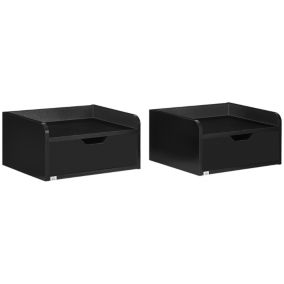 Lot de 2 chevets tables de nuit murales - tiroir coulissant, plateau - dim. 40L x 30l x 19H cm - panneaux noir