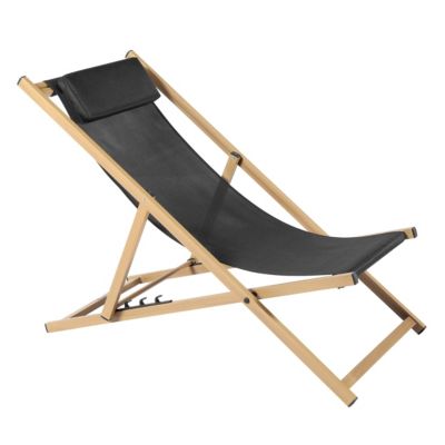 Lot de 2 chiliennes en aluminium inclinable 4 positions noir  Oviala