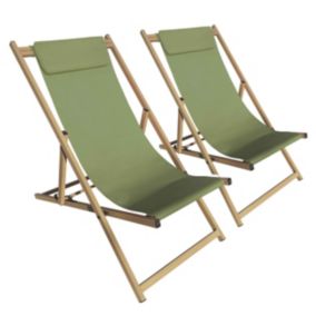 Lot de 2 chiliennes en aluminium inclinable 4 positions vert cactus  Oviala