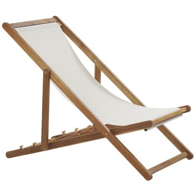 Lot de 2 chiliennes pliantes ANZIO avec tissus de remplacement Motif floral Acacia Marron clair