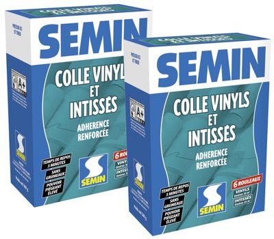 Lot de 2 Colle en Poudre pour Papiers Peints Vinyls et Intissés Semin, Boite de 300 g