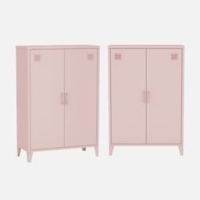Lot de 2 commodes/armoires métal 2 portes Soho rose. casiers. L 75 x P 33 x H 110 cm