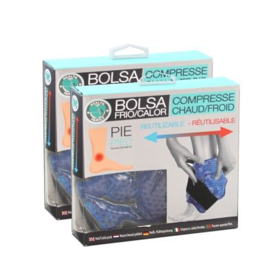 Lot de 2 Compresse poche Chaude/Froide Réutilisable pour Pied et Cheville - Largeur 25,4 x Longueur 16 cm