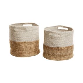 Lot de 2 corbeilles textiles beige et gris clair NAULLA