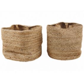 Lot de 2 corbeilles textiles beiges KAELLA