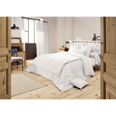 Lot de 2 coussins 40x40 double gaze de coton blanc avec pompons - PEPA