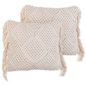 Lot de 2 coussins 45 x 45 cm beige BESHAM