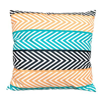 Lot de 2 coussins 45 x 45 cm en tissu motif zig zag bleu orange - ZAG