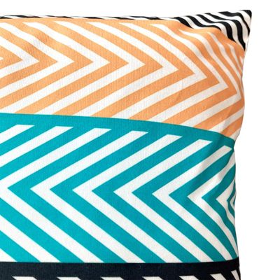 Lot de 2 coussins 45 x 45 cm en tissu motif zig zag bleu orange - ZAG