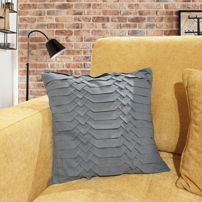 Lot de 2 coussins 45 x 45 cm microfibre gris plis géométriques - PANG