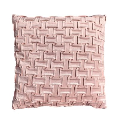 Lot de 2 coussins 45 x 45 cm velours rose et plis géométriques - ROSIE