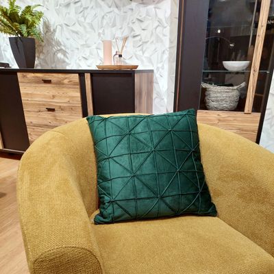 Lot de 2 coussins 45 x 45 cm velours vert foncé géométrique - NOBLE