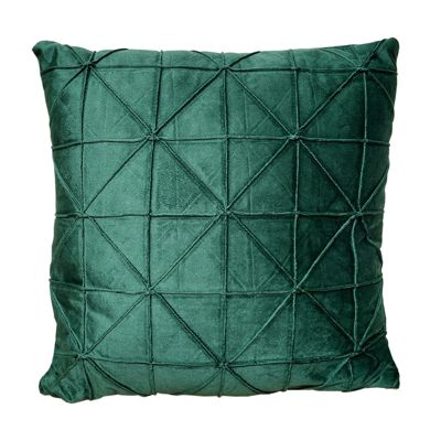 Lot de 2 coussins 45 x 45 cm velours vert foncé géométrique - NOBLE