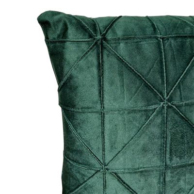 Lot de 2 coussins 45 x 45 cm velours vert foncé géométrique - NOBLE