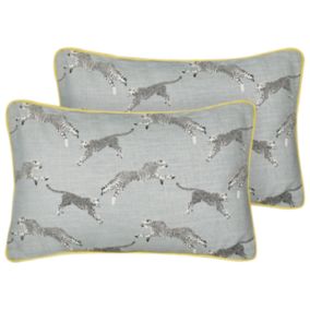 Lot de 2 coussins ARALES Coton 30 x 50 cm Animal Gris clair