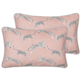 Lot de 2 coussins ARALES Coton 30 x 50 cm Animal Rose pastel