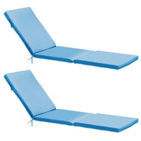 Lot de 2 coussins bain de soleil polyester bleu 186 x 53 x 5 cm  Oviala