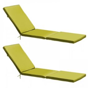 Lot de 2 coussins bain de soleil polyester vert 186 x 53 x 5 cm  Oviala