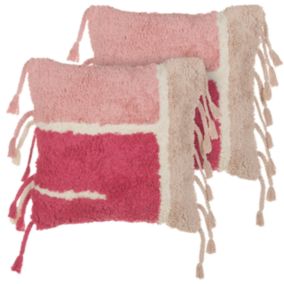 Lot de 2 coussins BISTORTA Coton 45 x 45 cm Géométrique Touffeté Rose