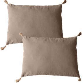 Lot de 2 coussins bohème, rectangulaire 50x70 cm, beige naturel, 100% coton, collection Panama, CMADECO