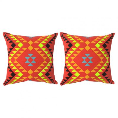 Lot de 2 coussins carrés au motif tribal rouge 45 x 45 cm - TRIBE