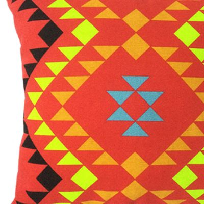 Lot de 2 coussins carrés au motif tribal rouge 45 x 45 cm - TRIBE